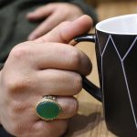 انگشتر عقیق سبز نقره مردانه طرح ماهان - Image 4
