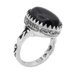 انگشتر عقیق مشکی نقره مردانه طرح سپهر