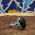 انگشتر عقیق مشکی نقره مردانه طرح سپهر - Image 2