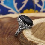 انگشتر عقیق مشکی نقره مردانه طرح سپهر - Image 3