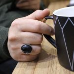 انگشتر عقیق مشکی نقره مردانه طرح سپهر - Image 4
