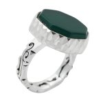 انگشتر عقیق سبز نقره مردانه دست ساز طرح بهمن + حرز امام جواد (ع)