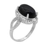 انگشتر عقیق سلیمانی نقره زنانه طرح دلارز