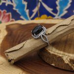 انگشتر عقیق سلیمانی نقره زنانه طرح دلارز - Image 3