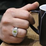 انگشتر زبرجد الماس تراش نقره مردانه طرح جهان - Image 4