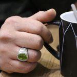 انگشتر زبرجد الماس تراش نقره مردانه طرح فرهاد - Image 4