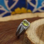 انگشتر زبرجد الماس تراش نقره مردانه دست ساز طرح آبان - Image 2