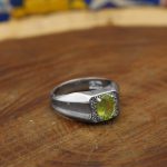 انگشتر زبرجد الماس تراش نقره مردانه دست ساز طرح آبان - Image 3