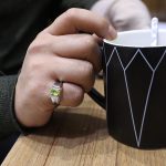 انگشتر زبرجد الماس تراش نقره مردانه دست ساز طرح آبان - Image 4