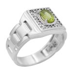 انگشتر زبرجد الماس تراش نقره مردانه طرح افشین