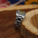 انگشتر زبرجد الماس تراش نقره مردانه طرح افشین - Image 2