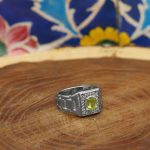 انگشتر زبرجد الماس تراش نقره مردانه طرح افشین - Image 3