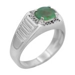 انگشتر زمرد الماس تراش نقره مردانه طرح سینا