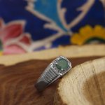 انگشتر زمرد الماس تراش نقره مردانه طرح سینا - Image 2