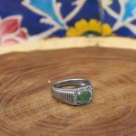 انگشتر زمرد الماس تراش نقره مردانه طرح سینا - Image 3