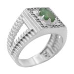 انگشتر زمرد الماس تراش نقره مردانه طرح سهراب