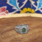 انگشتر زمرد الماس تراش نقره مردانه طرح سهراب - Image 3