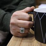 انگشتر زمرد الماس تراش نقره مردانه طرح سهراب - Image 4