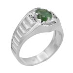 انگشتر زمرد الماس تراش نقره مردانه طرح سیامک