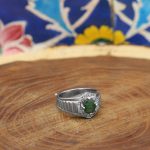 انگشتر زمرد الماس تراش نقره مردانه طرح سیامک - Image 3