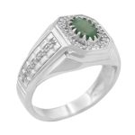 انگشتر زمرد الماس تراش نقره مردانه طرح آراز