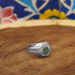 انگشتر زمرد الماس تراش نقره مردانه طرح آراز - Image 3