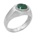 انگشتر زمرد الماس تراش نقره مردانه طرح شهریار