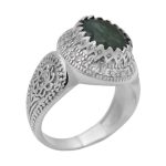 انگشتر زمرد الماس تراش نقره مردانه طرح مهراب