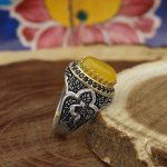 انگشتر شرف الشمس نقره مردانه طرح عماد + حکاکی - Image 2