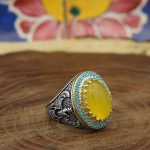 انگشتر شرف الشمس نقره مردانه طرح اهورامزدا + حکاکی - Image 2