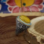 انگشتر شرف الشمس نقره مردانه طرح اهورامزدا + حکاکی - Image 3