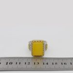 انگشتر شرف الشمس نقره مردانه طرح رولکسی تاج مستطیلی + حکاکی - Image 5