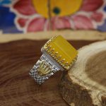 انگشتر شرف الشمس نقره مردانه طرح رولکسی تاج مستطیلی + حکاکی - Image 2