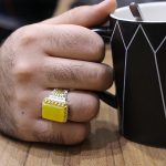 انگشتر شرف الشمس نقره مردانه طرح رولکسی تاج مستطیلی + حکاکی - Image 4