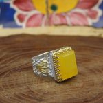 انگشتر شرف الشمس نقره مردانه طرح رولکسی تاج مستطیلی + حکاکی - Image 3