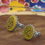 انگشتر ست شرف الشمس مردانه و زنانه نقره طرح کوثر + حکاکی - Image 2