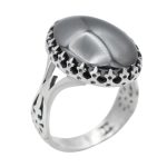 انگشتر حدید صینی نقره مردانه طرح نیزه + حکاکی‌‌‌