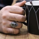 انگشتر حدید صینی نقره مردانه طرح نیزه + حکاکی‌‌‌ - Image 4