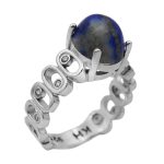 انگشتر لاجورد نقره زنانه طرح مینا