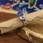 انگشتر لاجورد نقره زنانه طرح پروانه - Image 3