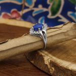 انگشتر لاجورد نقره زنانه طرح هدیه - Image 3