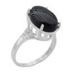 انگشتر عقیق سلیمانی نقره زنانه طرح رزمینا