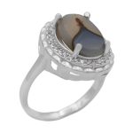 انگشتر عقیق شجر نقره زنانه طرح تارا