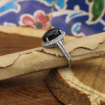 انگشتر عقیق سلیمانی نقره زنانه طرح آسمان - Image 2