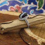 انگشتر عقیق سلیمانی نقره زنانه طرح مهسان - Image 2