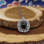 گردنبند عقیق سلیمانی نقره زنانه طرح نگارین - Image 3