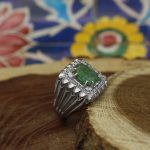 انگشتر زمرد الماس تراش نقره مردانه طرح دیاکو - Image 2