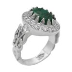 انگشتر زمرد الماس تراش نقره مردانه طرح محب