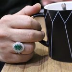 انگشتر زمرد الماس تراش نقره مردانه طرح محب - Image 5