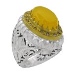 انگشتر دست ساز شرف الشمس فاخر ایرانی اشکبوس با مخراجکاری 15 قطعه برلیان + حکاکی - Image 6